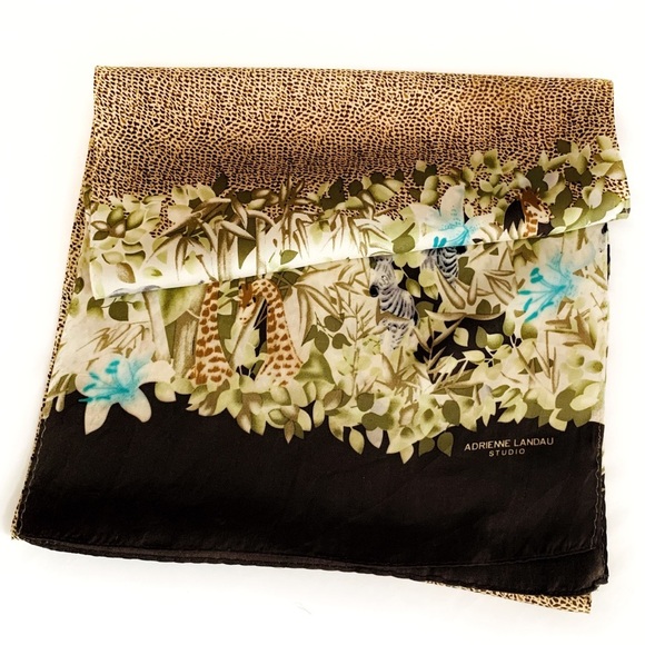 Adrienne Landau Studio Silk Floral Animal Scarf - Picture 3 of 6